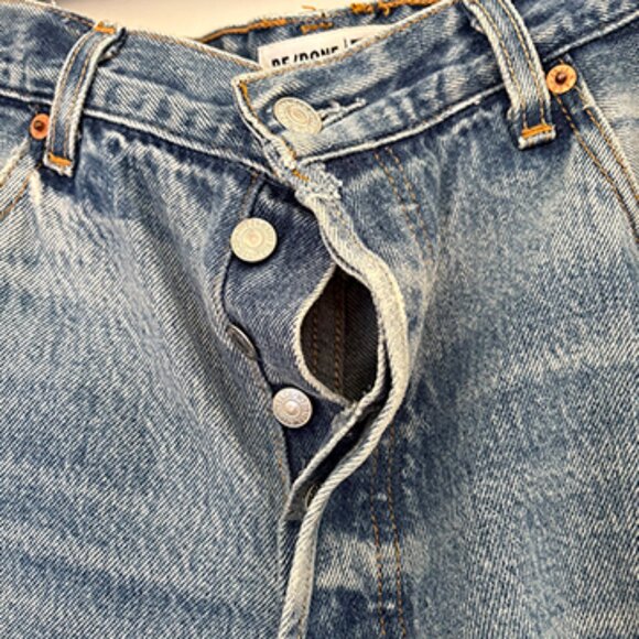 RE/DONE Levi’s Cut Off Pockets distressed Jean Shorts_27 - Picture 5 of 7